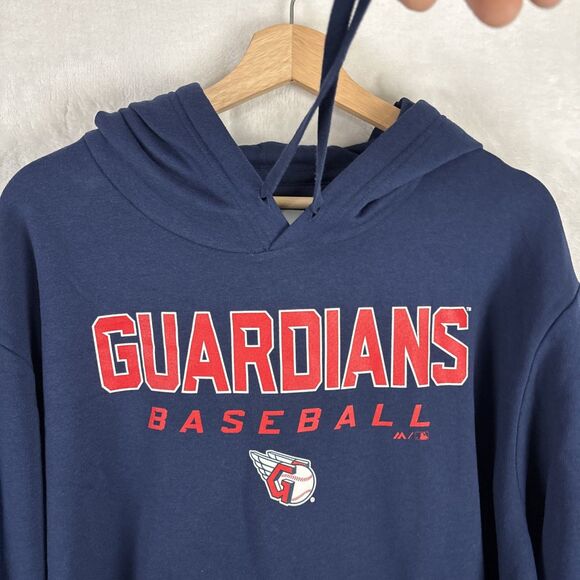 Majestic Cleveland Guardians Pullover Hoodie Navy Blue MLB Baseball Sz 2XL NWOT - Picture 2 of 6
